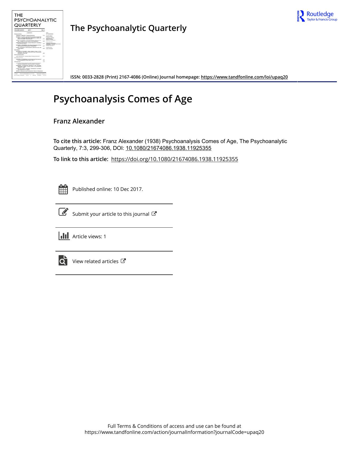 The Psychoanalytic Quarterly, Volume 7, Issue 3 (1938) by Unknown
