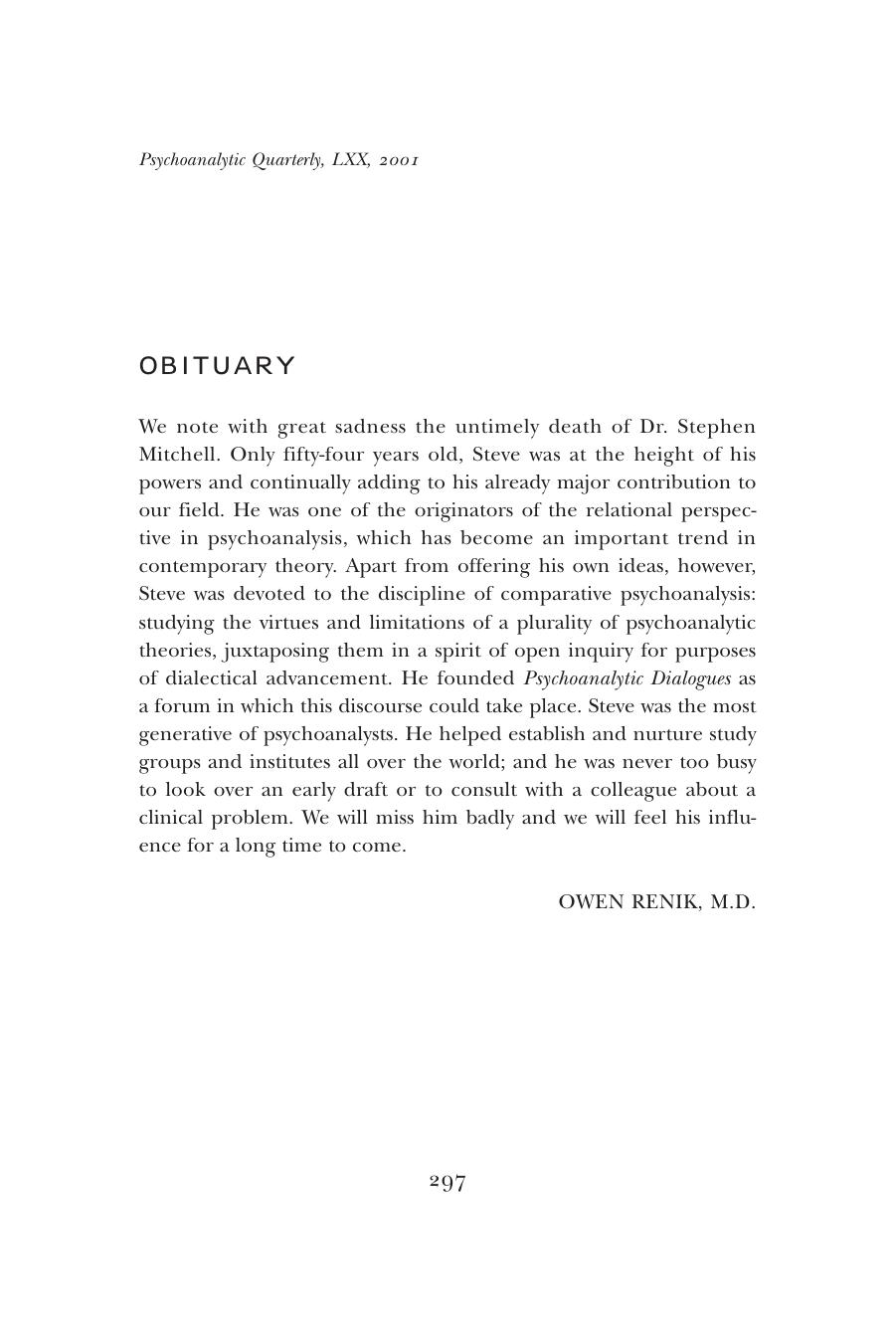 The Psychoanalytic Quarterly, Volume 70, Issue 2 (2001) by Unknown