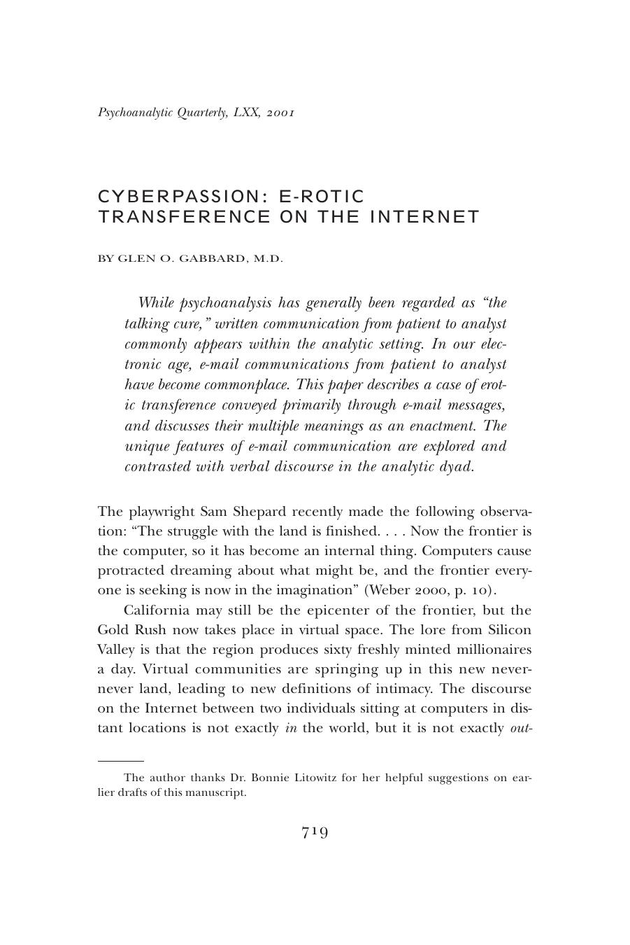 The Psychoanalytic Quarterly, Volume 70, Issue 4 (2001) by Unknown