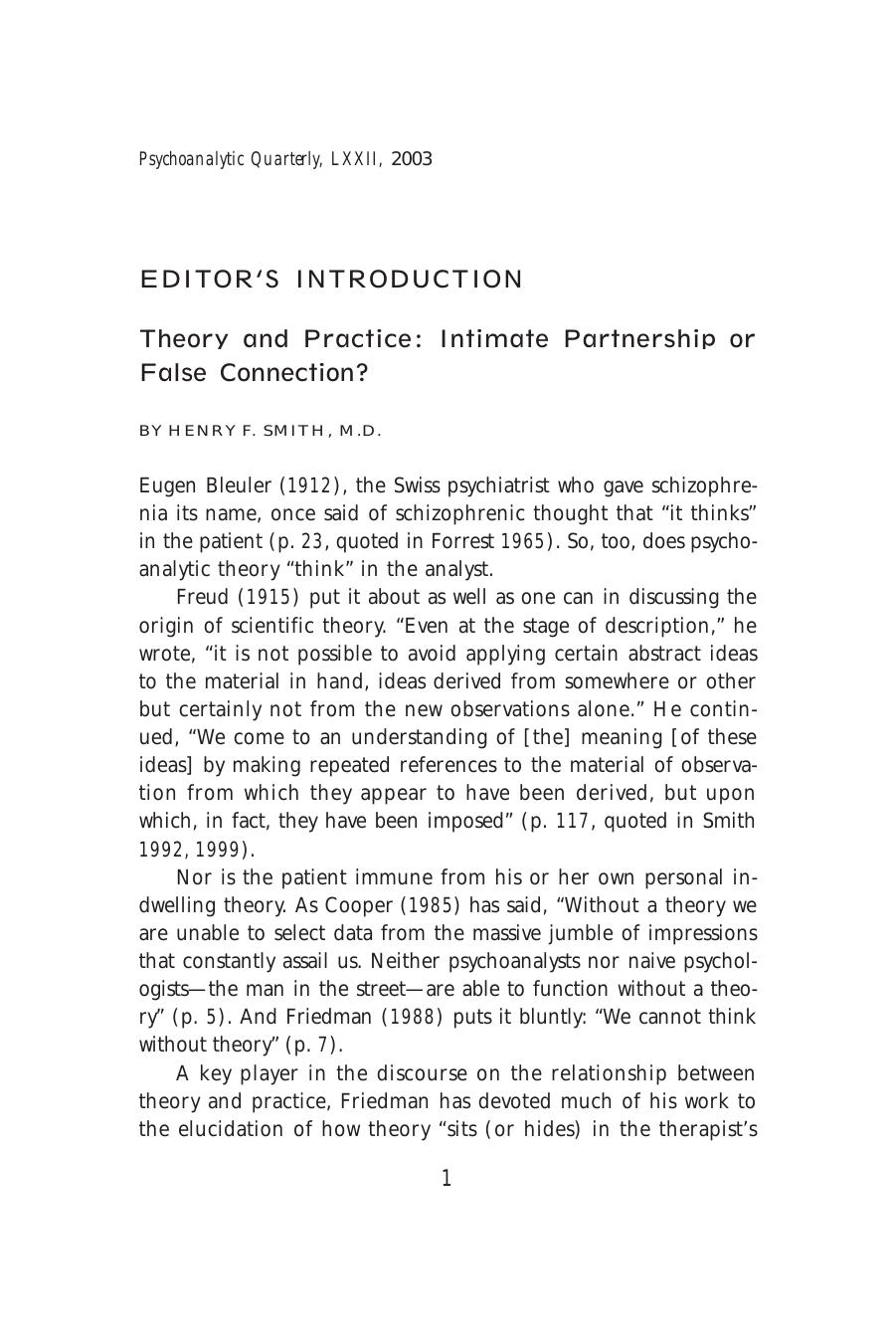 The Psychoanalytic Quarterly, Volume 72, Issue 1 (2003) by Unknown