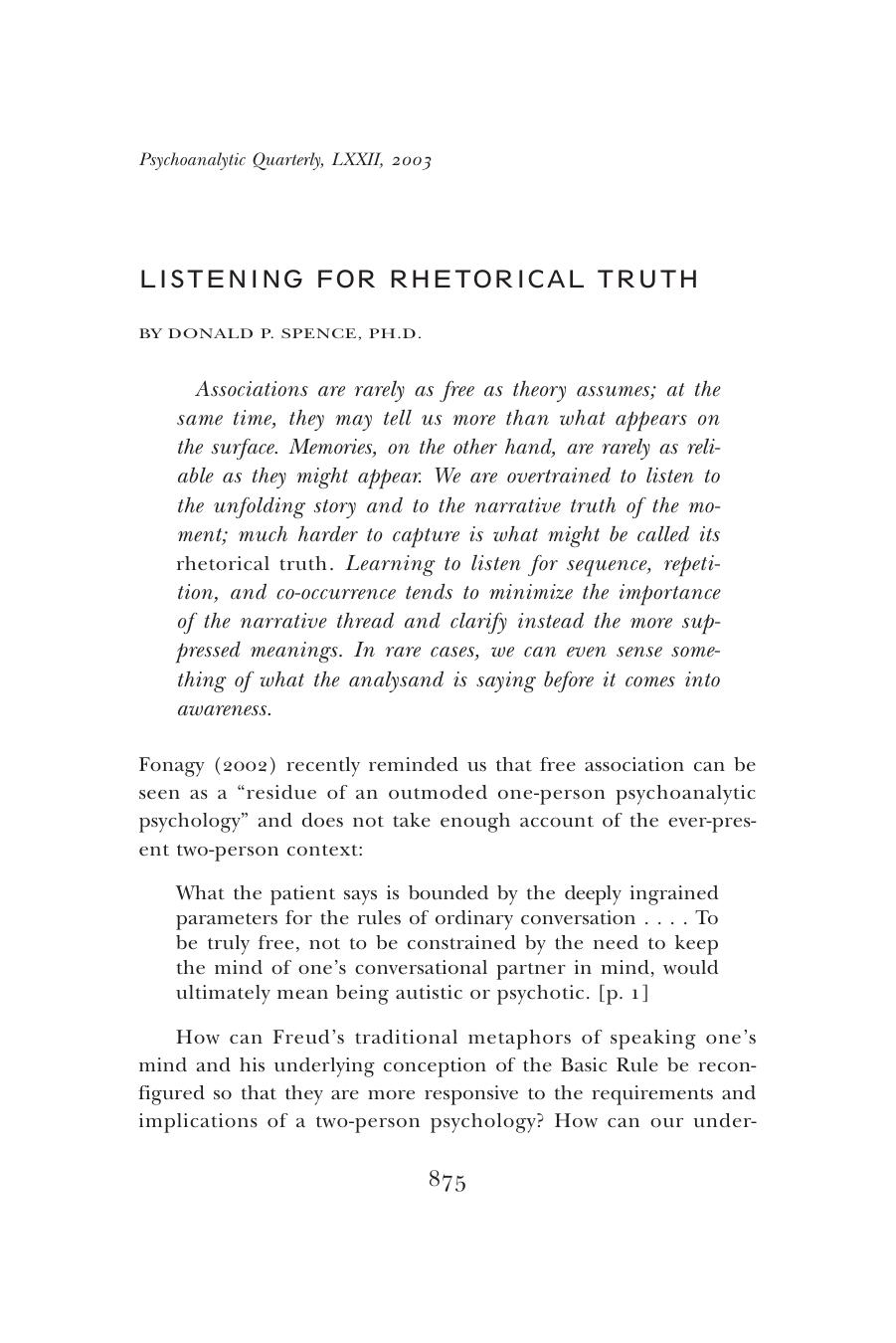 The Psychoanalytic Quarterly, Volume 72, Issue 4 (2003) by Unknown
