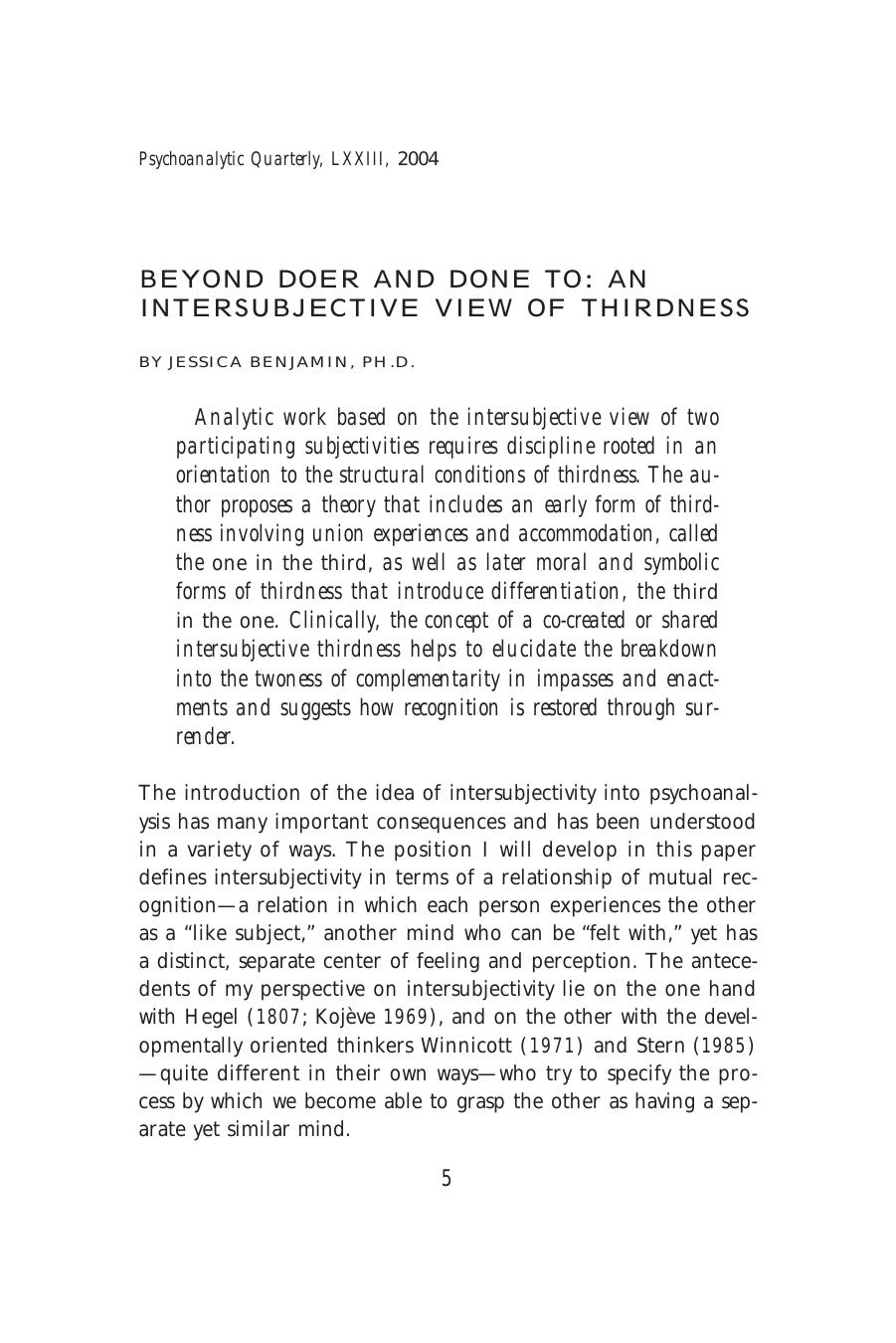 The Psychoanalytic Quarterly, Volume 73, Issue 1 (2004) by Unknown
