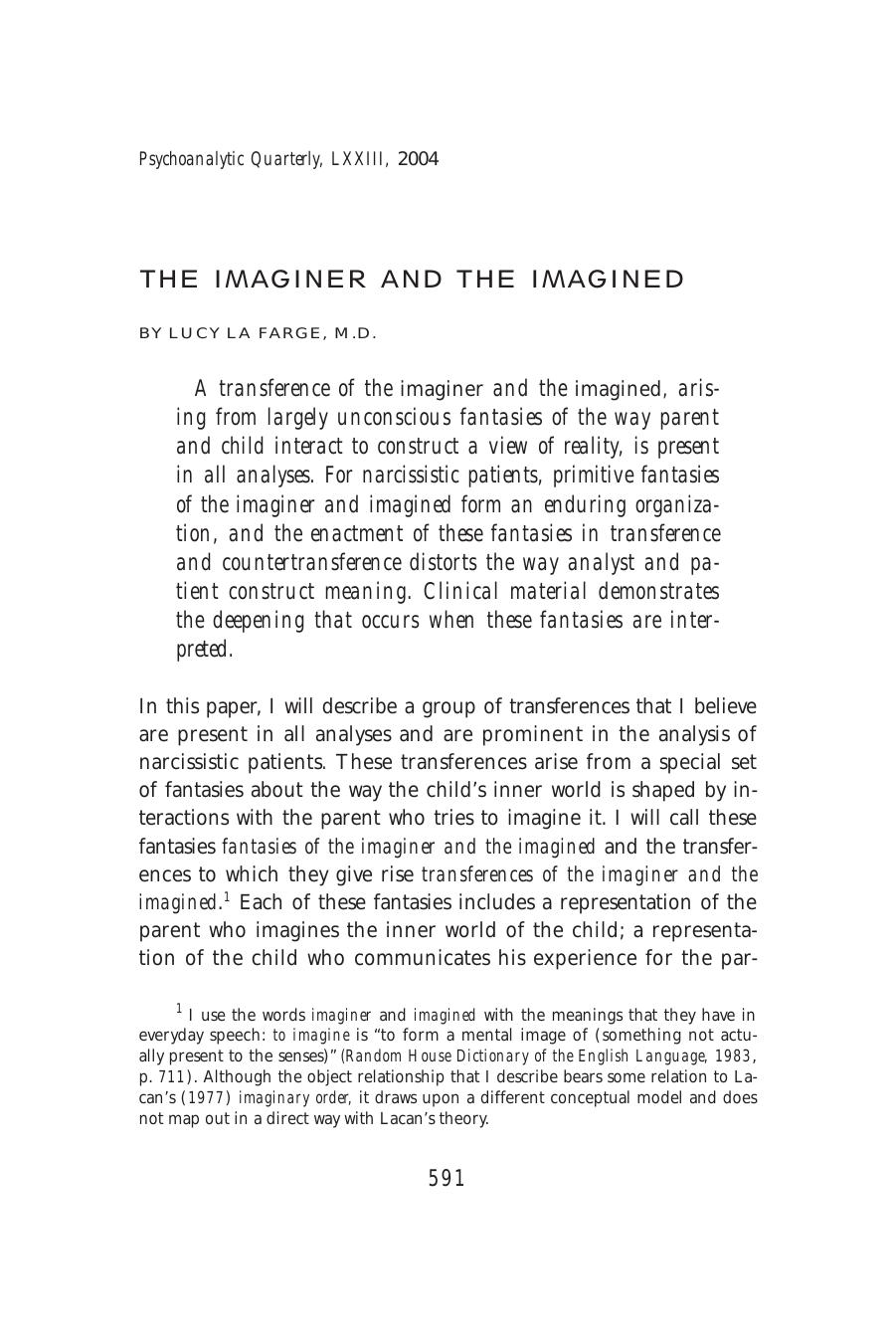 The Psychoanalytic Quarterly, Volume 73, Issue 3 (2004) by Unknown
