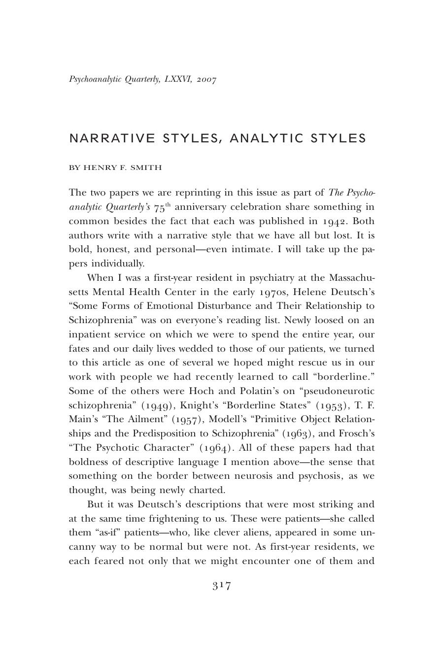 The Psychoanalytic Quarterly, Volume 76, Issue 2 (2007) by Unknown