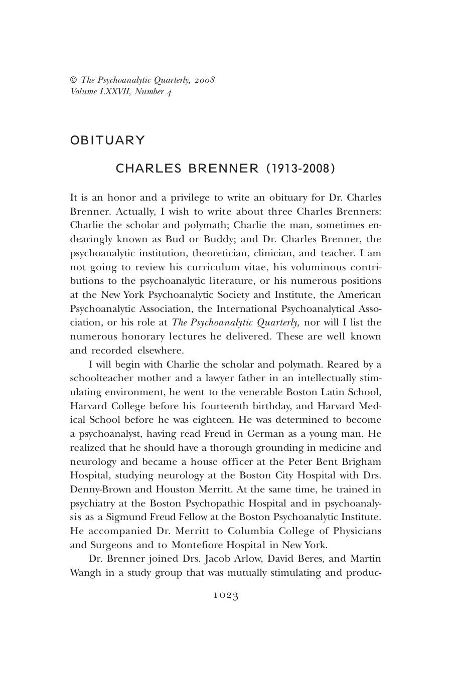 The Psychoanalytic Quarterly, Volume 77, Issue 4 (2008) by Unknown
