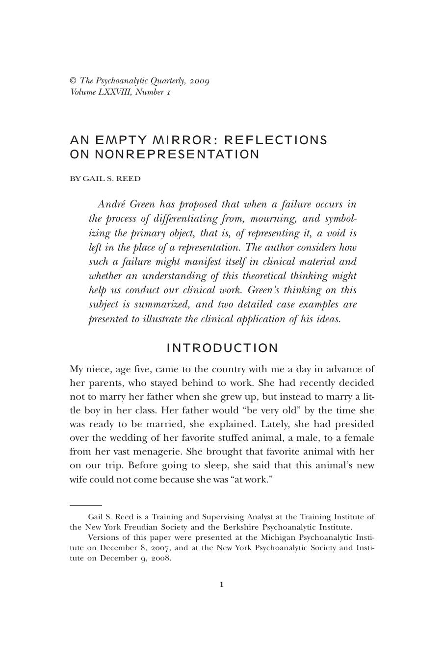 The Psychoanalytic Quarterly, Volume 78, Issue 1 (2009) by Unknown