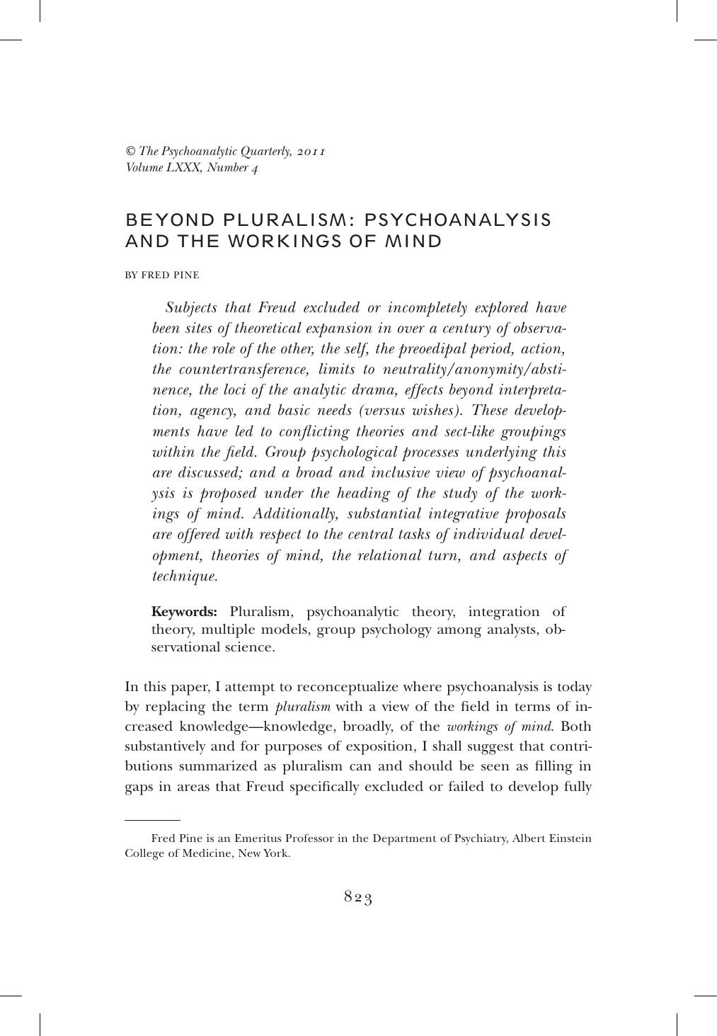 The Psychoanalytic Quarterly, Volume 80, Issue 4 (2011) by Unknown