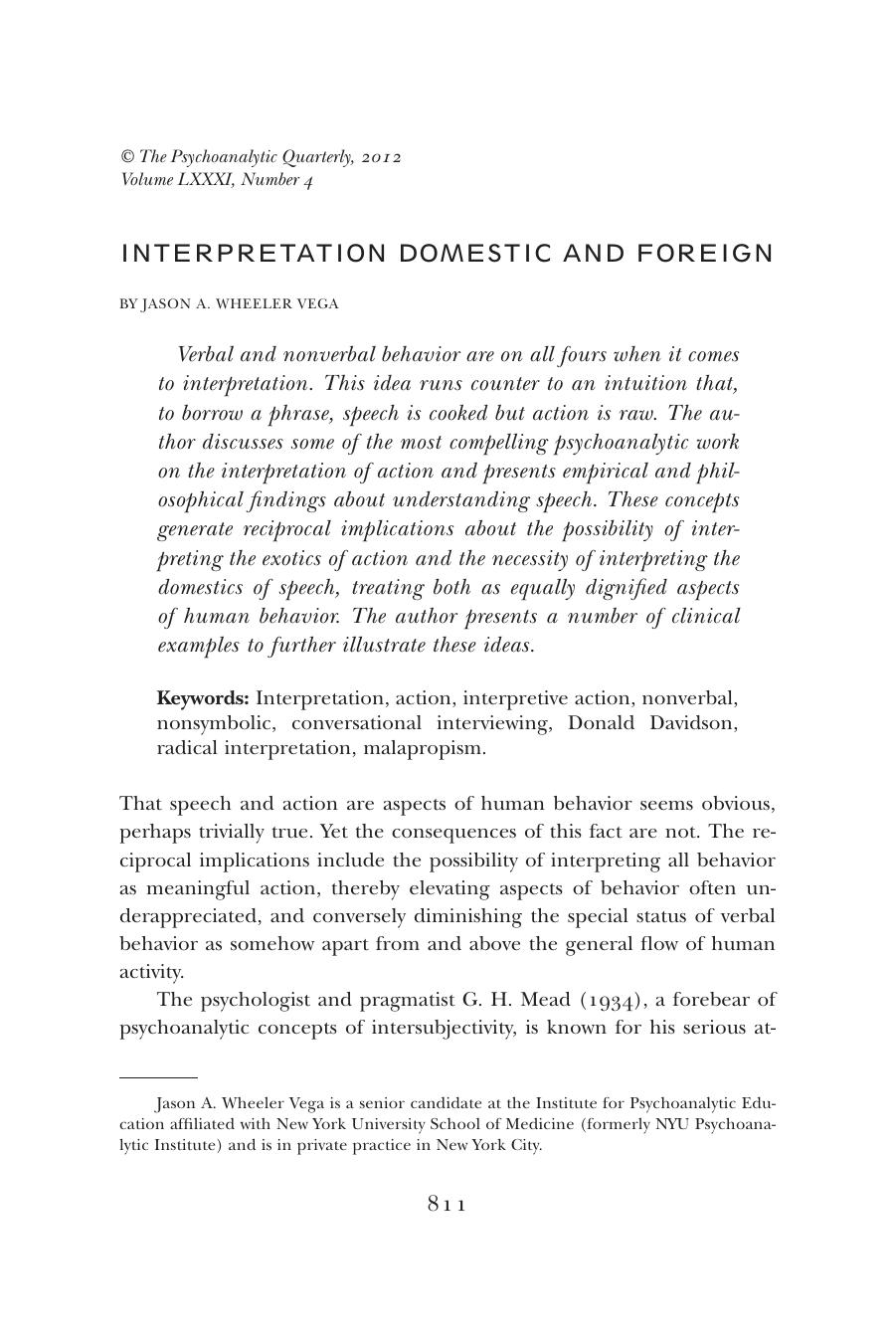 The Psychoanalytic Quarterly, Volume 81, Issue 4 (2012) by Unknown