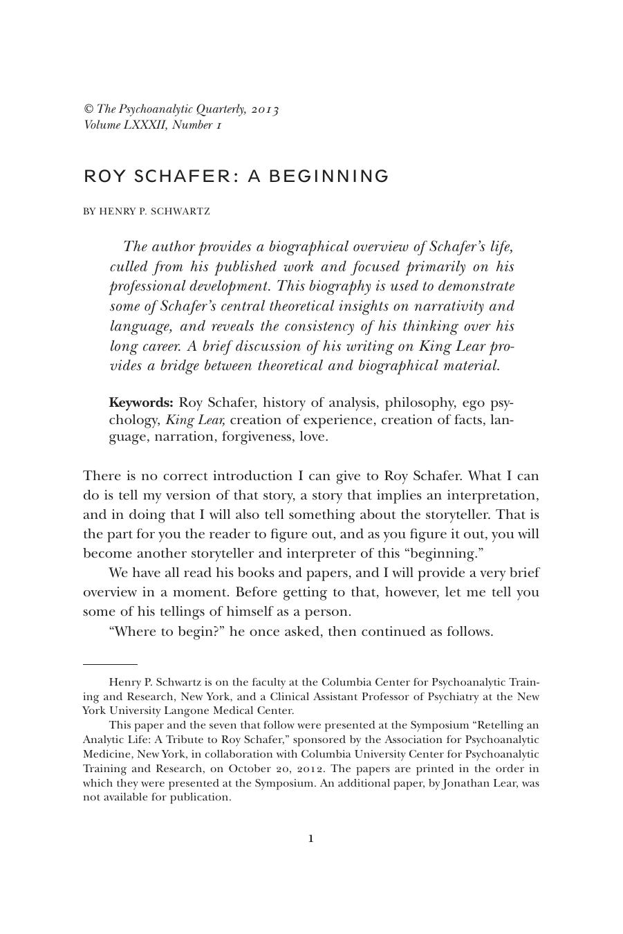 The Psychoanalytic Quarterly, Volume 82, Issue 1 (2013) by Unknown