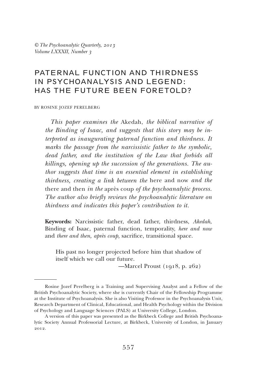 The Psychoanalytic Quarterly, Volume 82, Issue 3 (2013) by Unknown