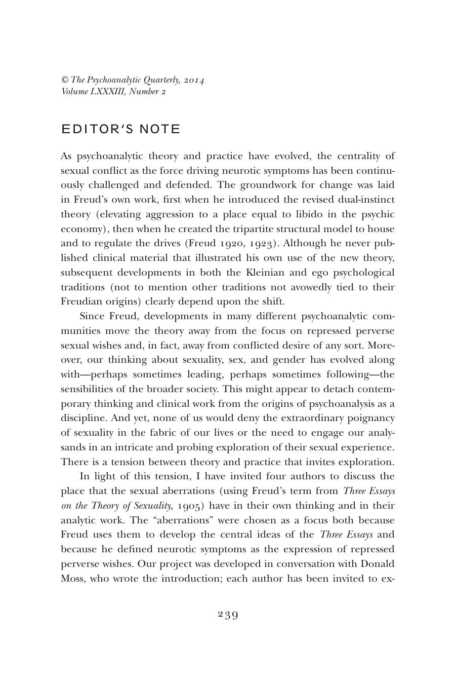 The Psychoanalytic Quarterly, Volume 83, Issue 2 (2014) by Unknown