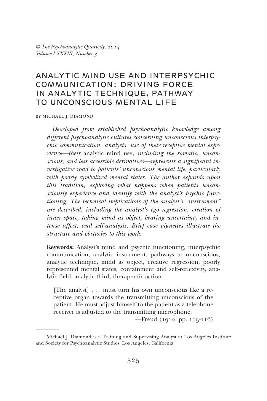 The Psychoanalytic Quarterly, Volume 83, Issue 3 (2014) by Unknown