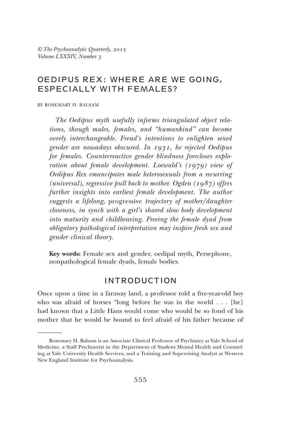 The Psychoanalytic Quarterly, Volume 84, Issue 3 (2015) by Unknown