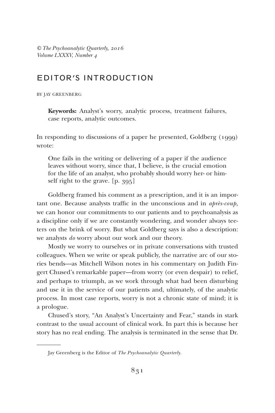 The Psychoanalytic Quarterly, Volume 85, Issue 4 (2016) by Unknown