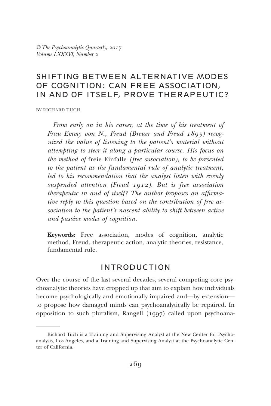 The Psychoanalytic Quarterly, Volume 86, Issue 2 (2017) by Unknown