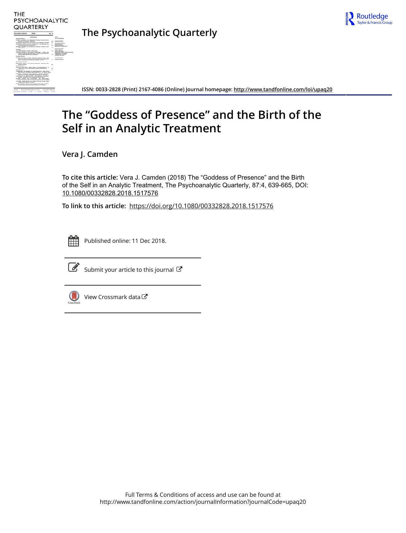 The Psychoanalytic Quarterly, Volume 87, Issue 4 (2018) by Unknown