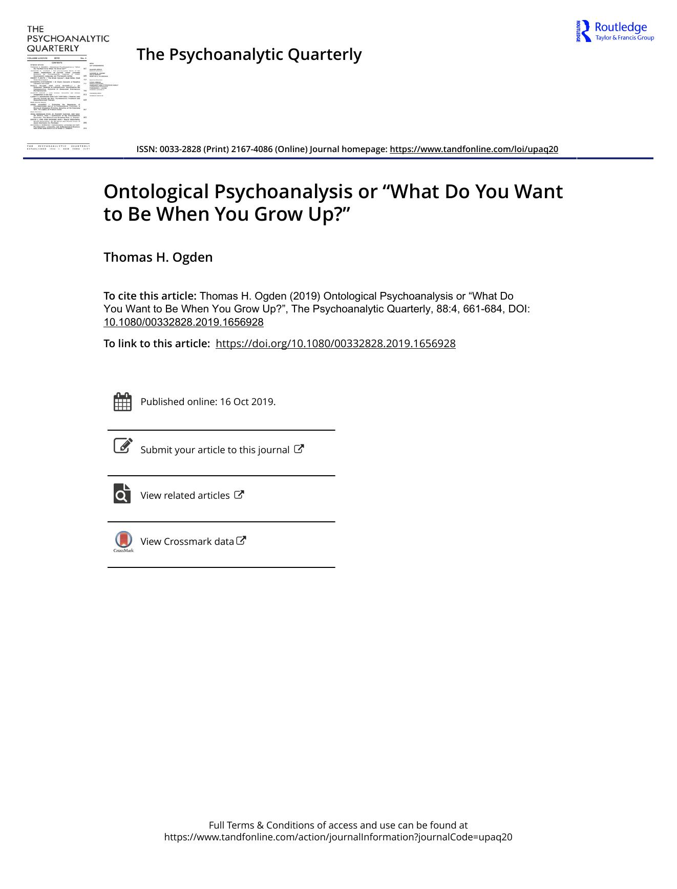 The Psychoanalytic Quarterly, Volume 88, Issue 4 (2019) by Unknown