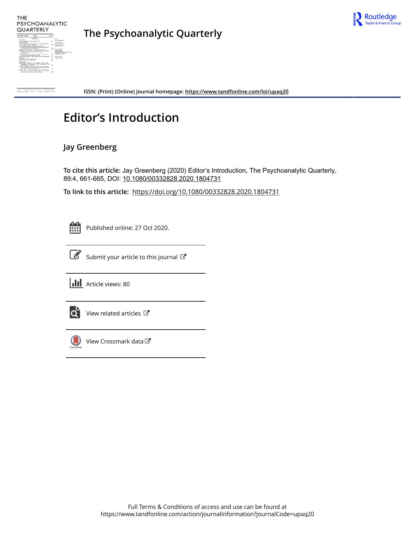 The Psychoanalytic Quarterly, Volume 89, Issue 4 (2020) by Unknown