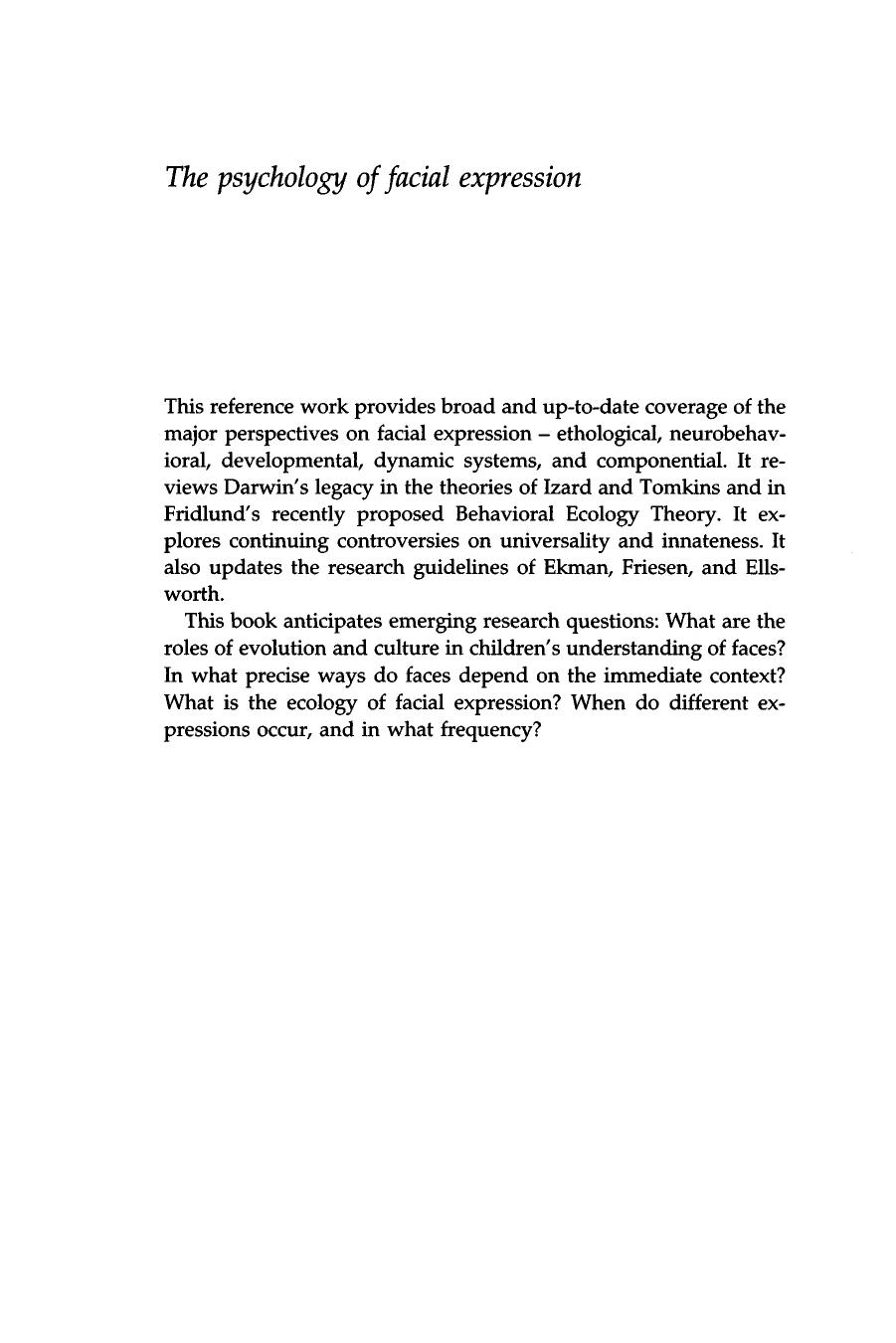 The Psychology of Facial Expression (Studies in Emotion and Social Interaction) by Russell James A. Fernández-Dols José Miguel Mandler George