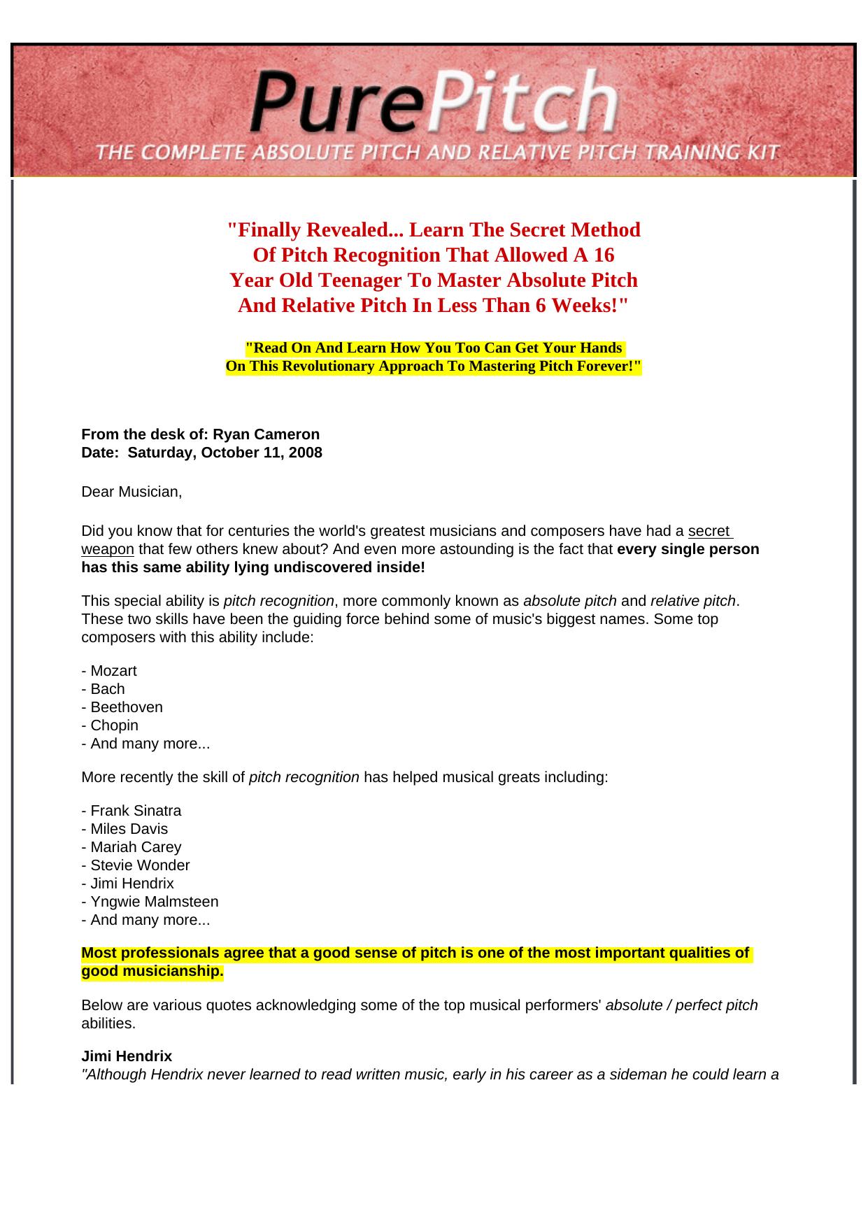 The Pure Pitch Method - Perfect Pitch Ear Training -. by Best of Kuszter's Collection