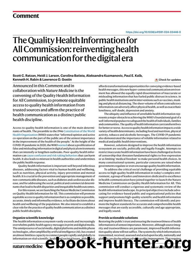 The Quality Health Information for All Commission: reinventing health communication for the digital era by unknow