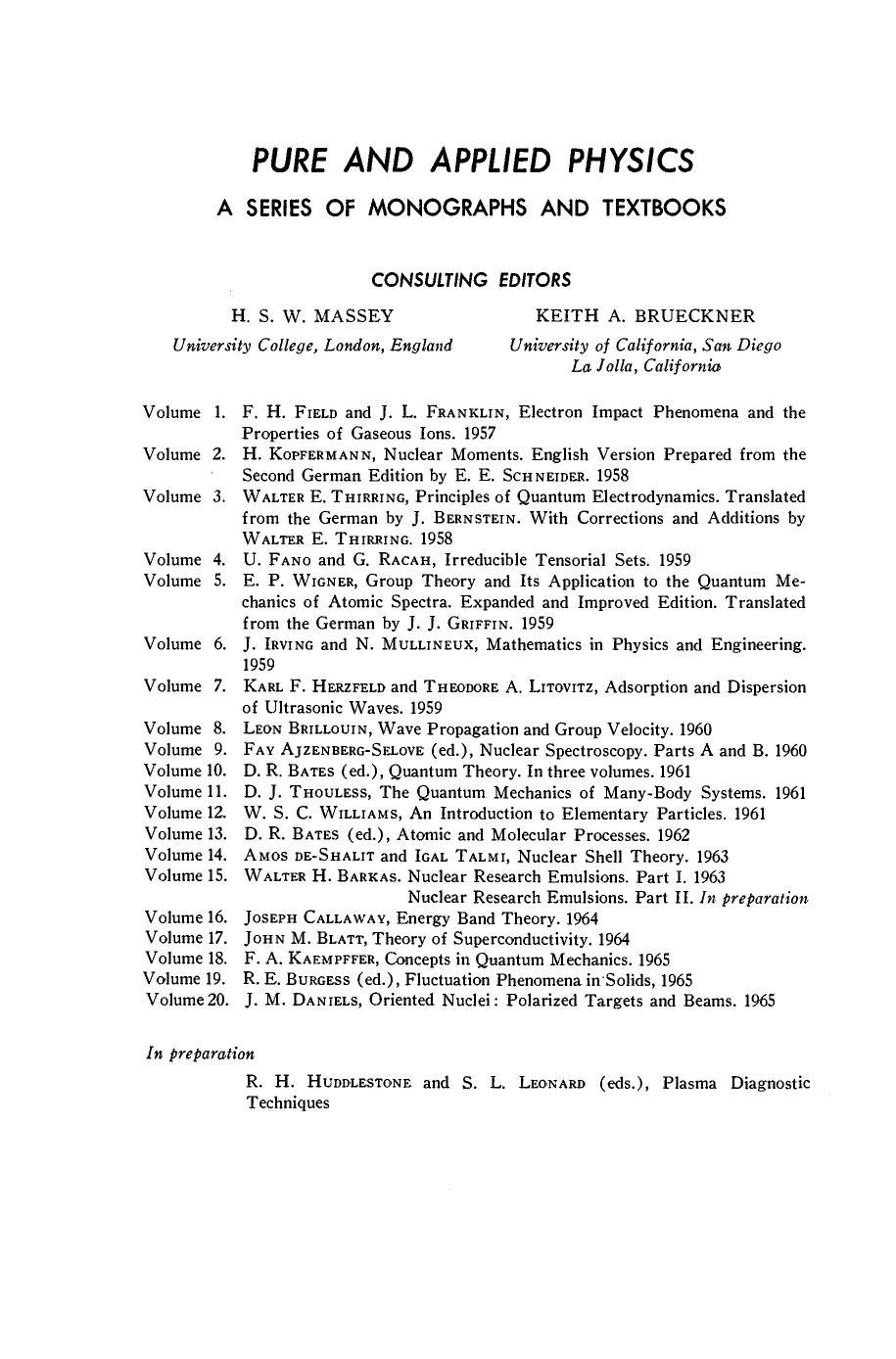 The Quantum Mechanics of Many-Body Systems by D.J. THOULESS (Eds.)