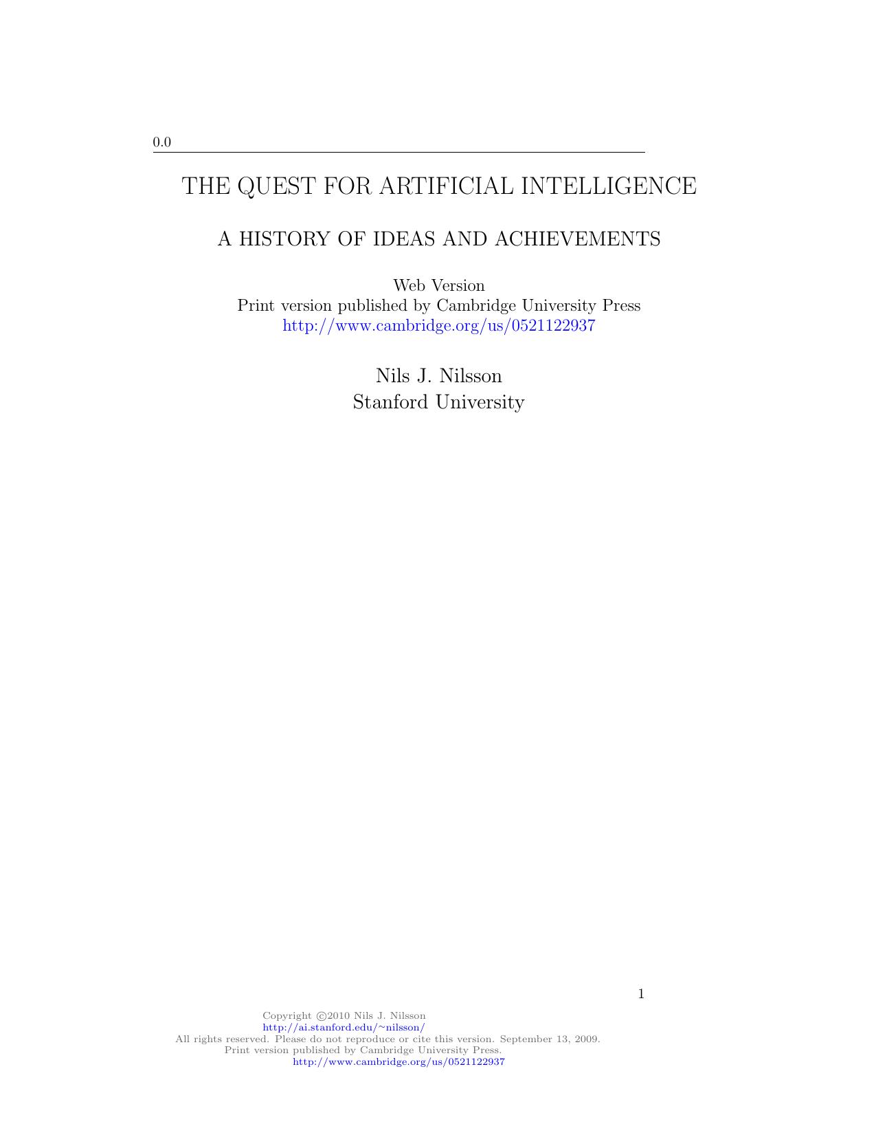 The Quest for Artificial Intelligence by Nils J. Nilsson