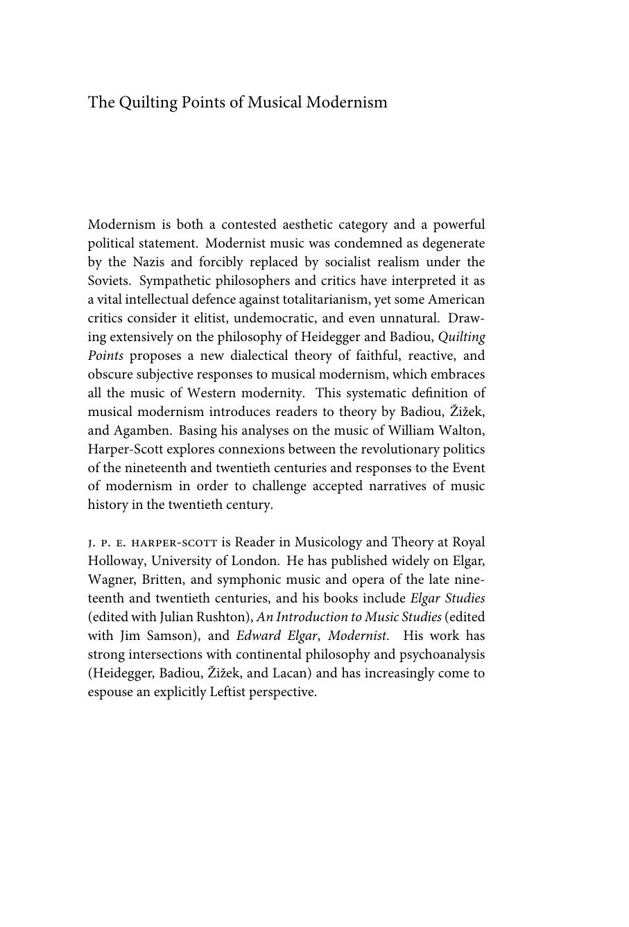The Quilting Points of Musical Modernism: Revolution, Reaction, and William Walton by J. P. E. Harper-Scott