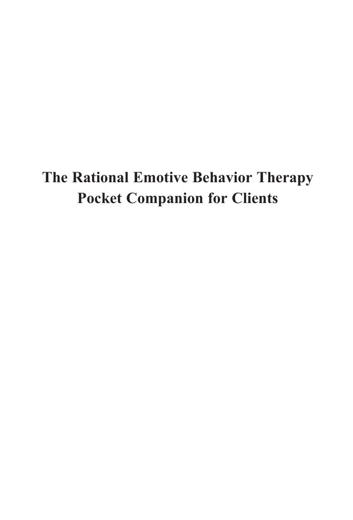 The REBT Pocket Companion for Clients by Windy Dryden