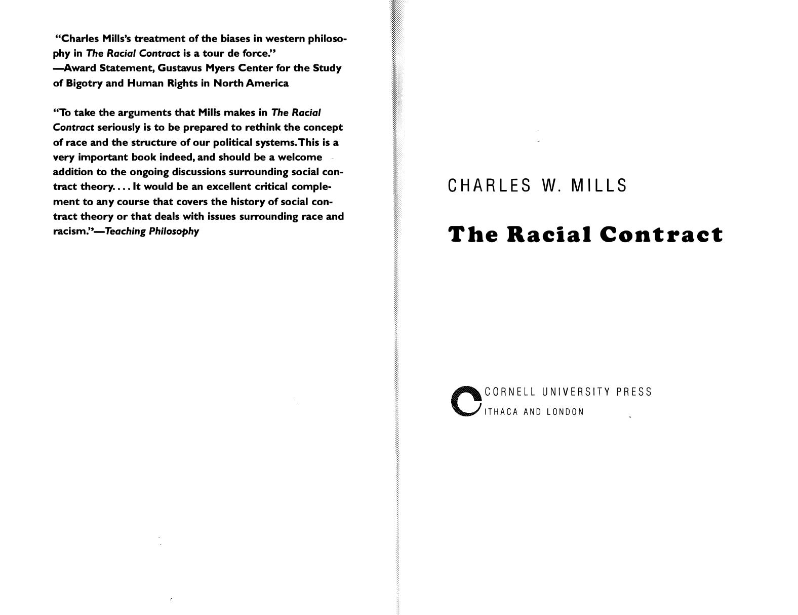 The Racial Contract by Charles W. Mills