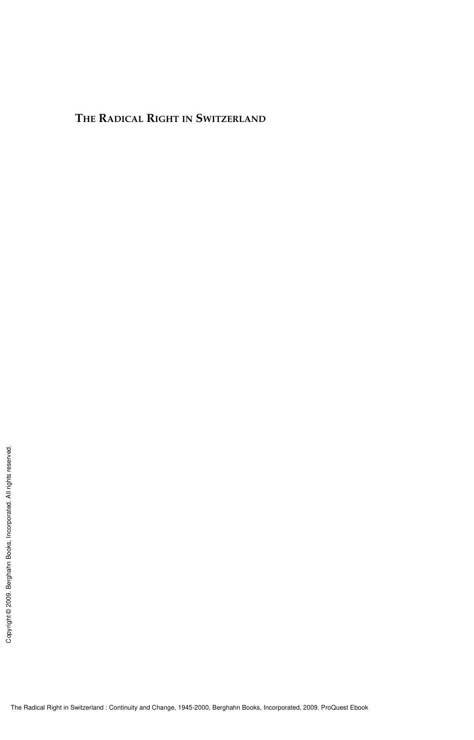 The Radical Right in Switzerland : Continuity and Change, 1945-2000 by Damir Skenderovic