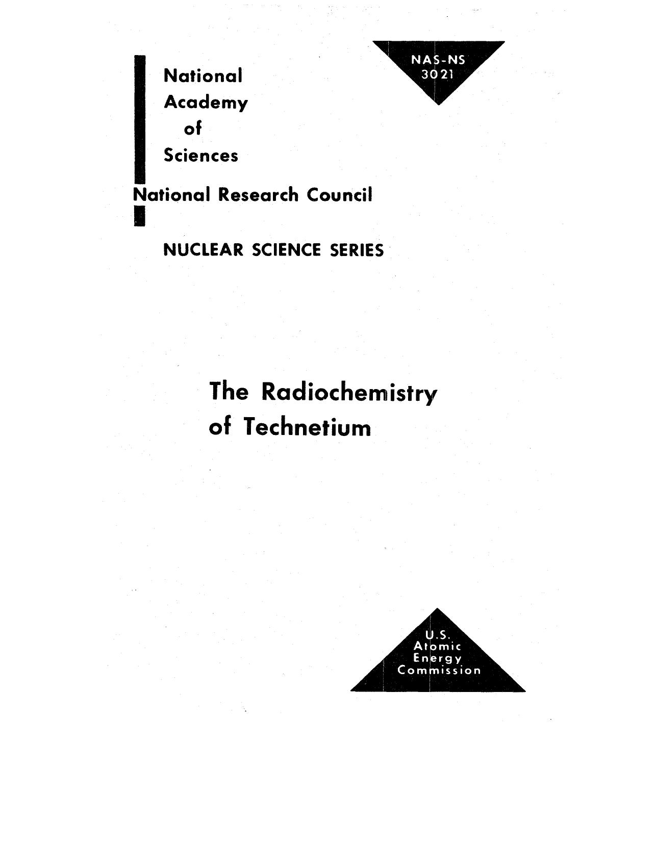 The Radiochemistry of technetium by Edward Anders; National Research Council (U.S.)