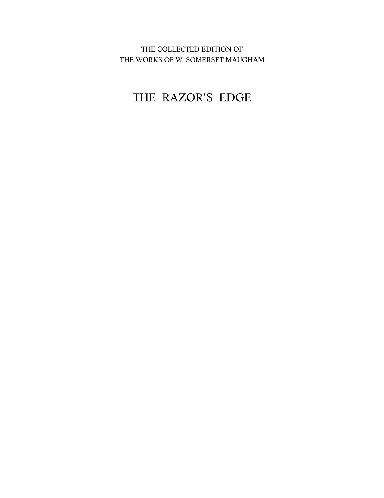 The Razor's Edge by Maugham W Somerset