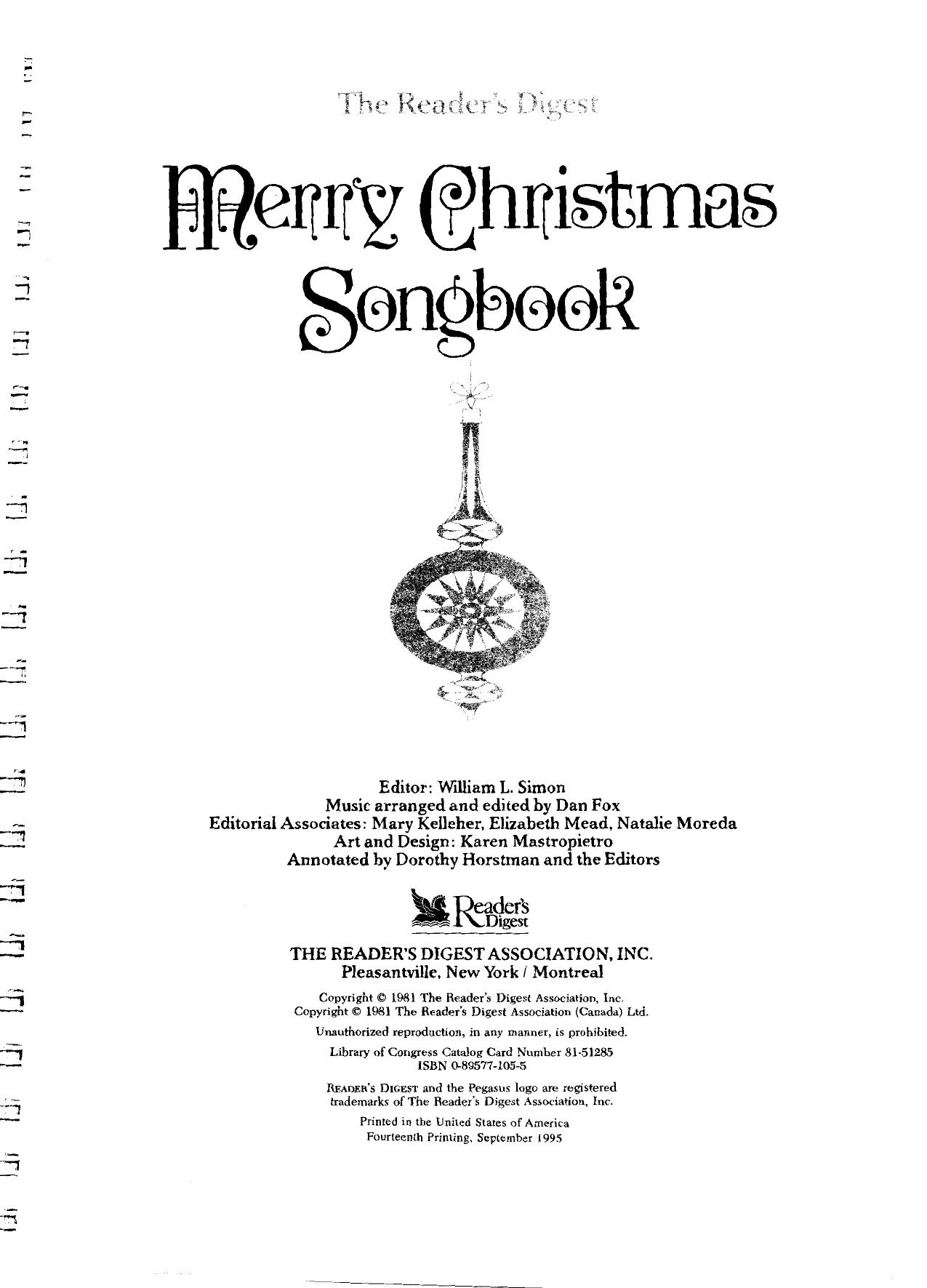 The Reader's Digest Merry Christmas Songbook by William L. Simon Dan Fox