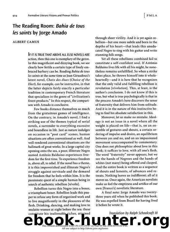 The Reading Room: "Bahia de tous les saints" by Jorge Amado by The Reading Room (2009)