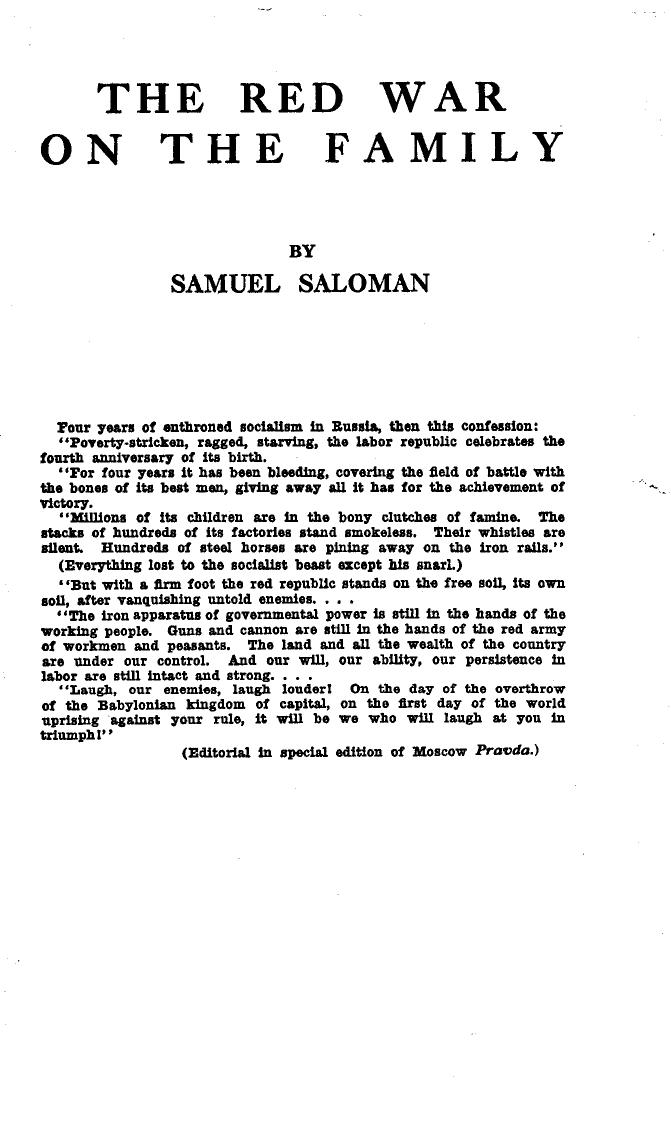 The Red War On The Family-Samuel Saloman-1922-187pgs-POL by Unknown