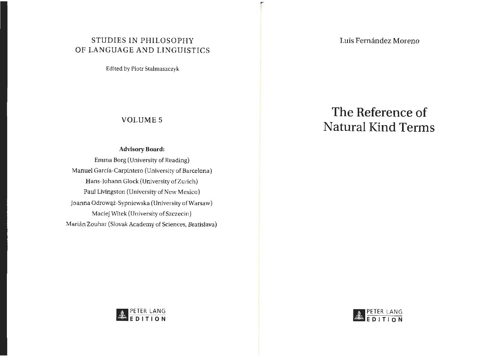 The Reference of Natural Kind Terms by Luis Fernandez Moreno
