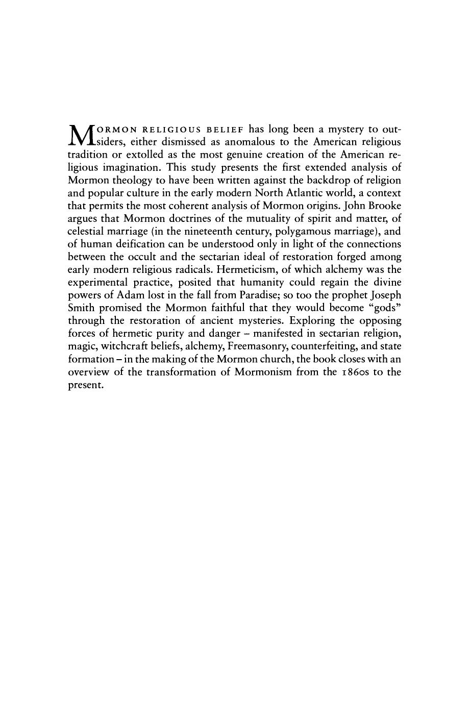 The Refiner's Fire: The Making of Mormon Cosmology, 1644-1844 by John L. Brooke
