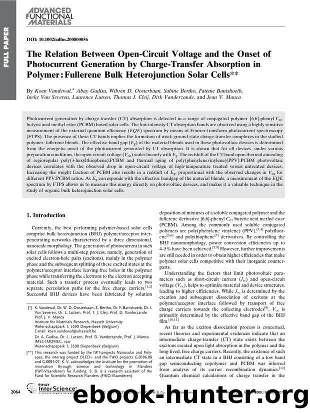 The Relation Between Open-Circuit Voltage and the Onset of Photocurrent Generation by Charge-Transfer Absorption in Polymer[thinsp]:[thinsp]Fullerene Bulk Heterojunction Solar Cells by Unknown