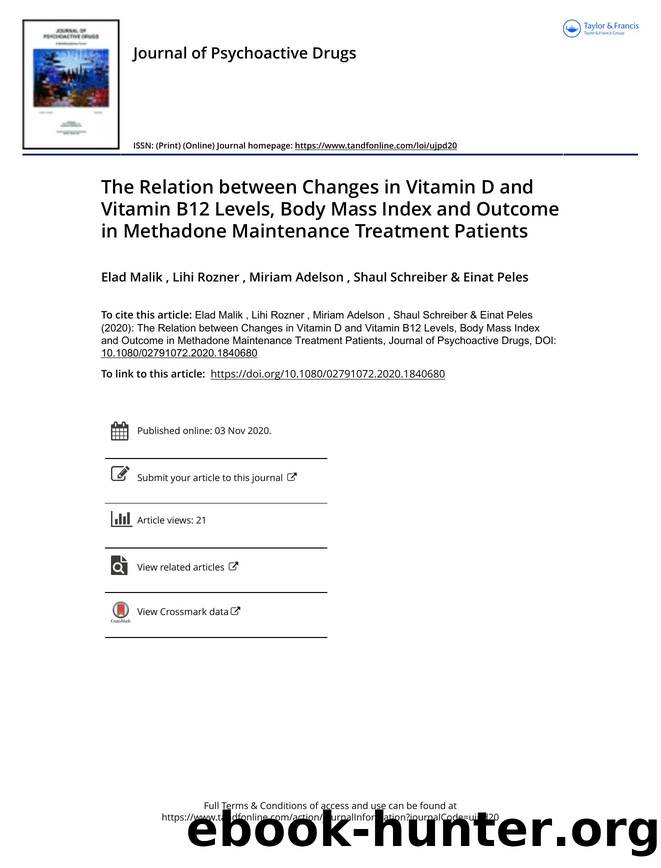 The Relation between Changes in Vitamin D and Vitamin B12 Levels, Body Mass Index and Outcome in Met by Elad Malik & Lihi Rozner & Miriam Adelson & Shaul Schreiber & Einat Peles