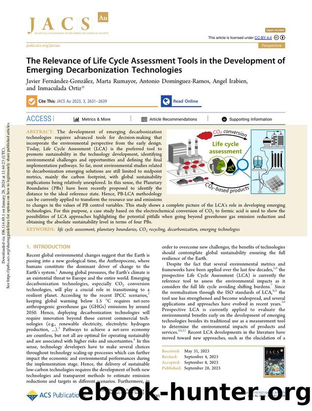 The Relevance of Life Cycle Assessment Tools in the Development of Emerging Decarbonization Technologies by unknow