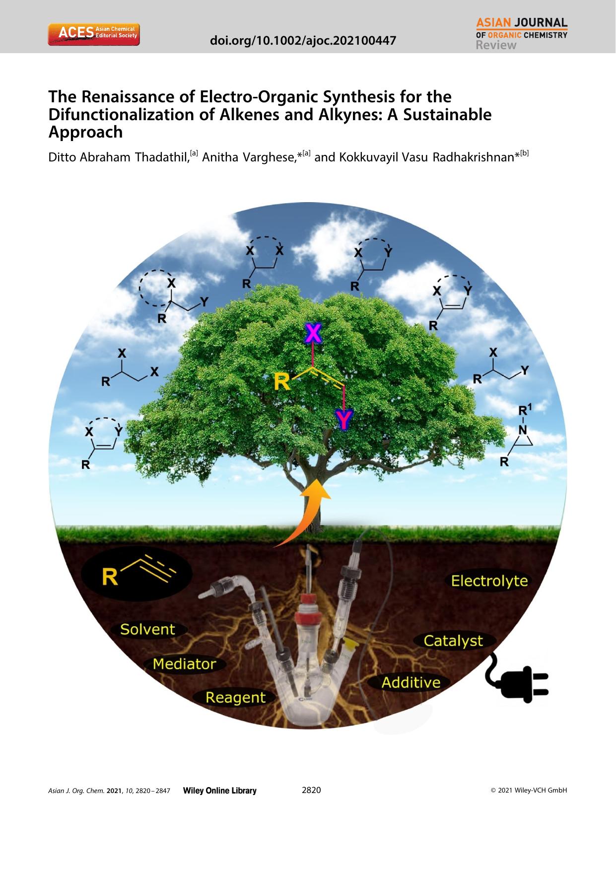 The Renaissance of ElectroâOrganic Synthesis for the Difunctionalization of Alkenes and Alkynes: A Sustainable Approach by Unknown