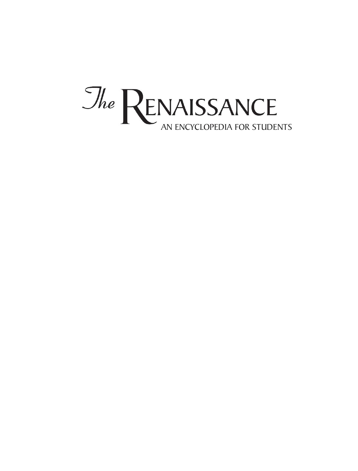 The Renaissance- An Encyclopedia for Students. Vol. 3 by Unknown
