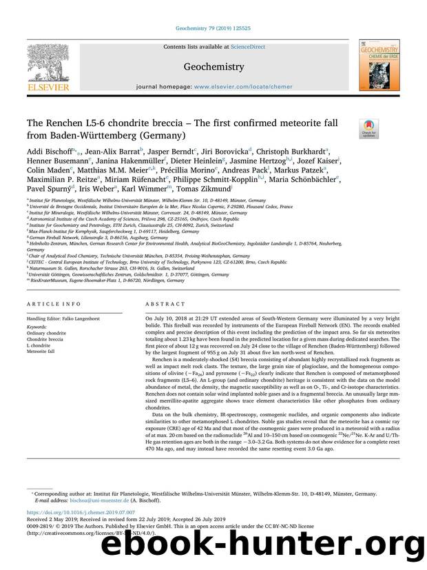 The Renchen L5-6 chondrite breccia â The first confirmed meteorite fall from Baden-WÃ¼rttemberg (Germany) by unknow