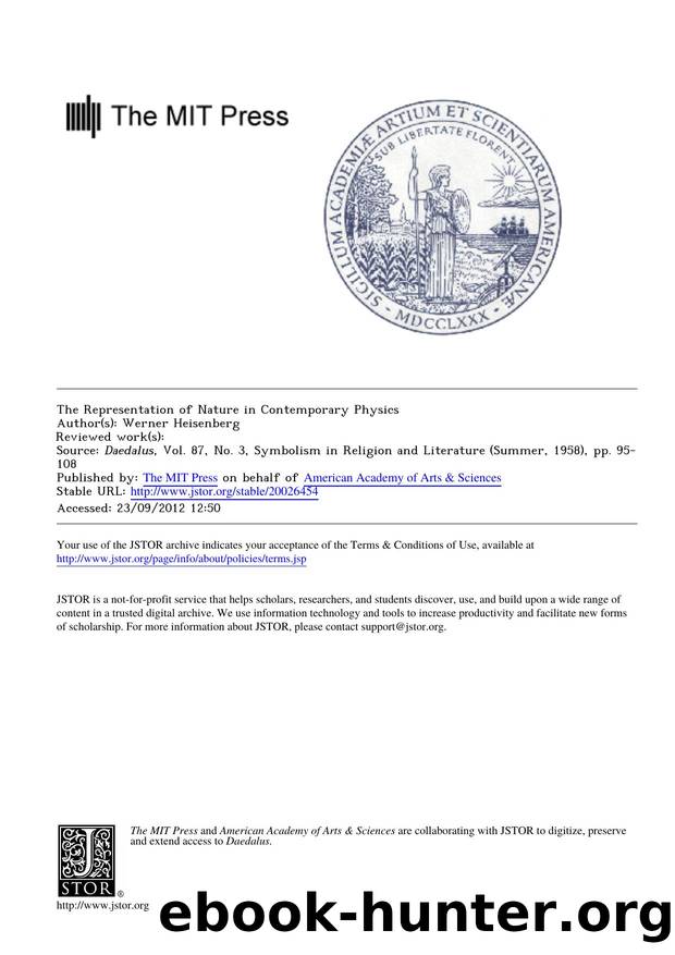 The Representation of Nature in Contemporary Physics by The Representation of Nature in Contemporary Physics (1958)