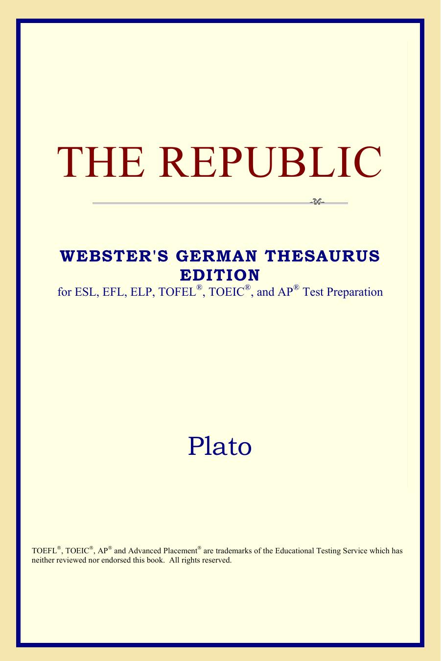 The Republic (Webster's German Thesaurus Edition) by Plato