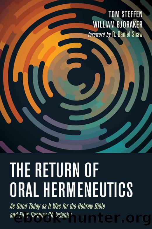 The Return of Oral Hermeneutics: As Good Today as It Was for the Hebrew Bible and First-Century Christianity by Steffen Tom & Bjoraker William