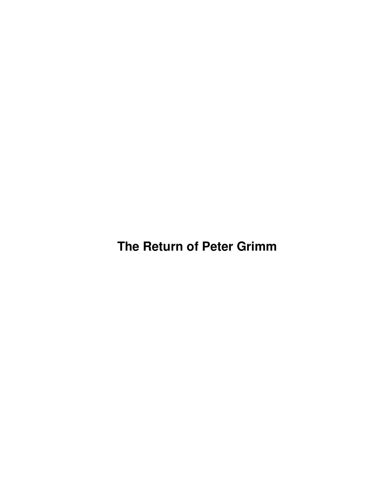 The Return of Peter Grimm by Unknown