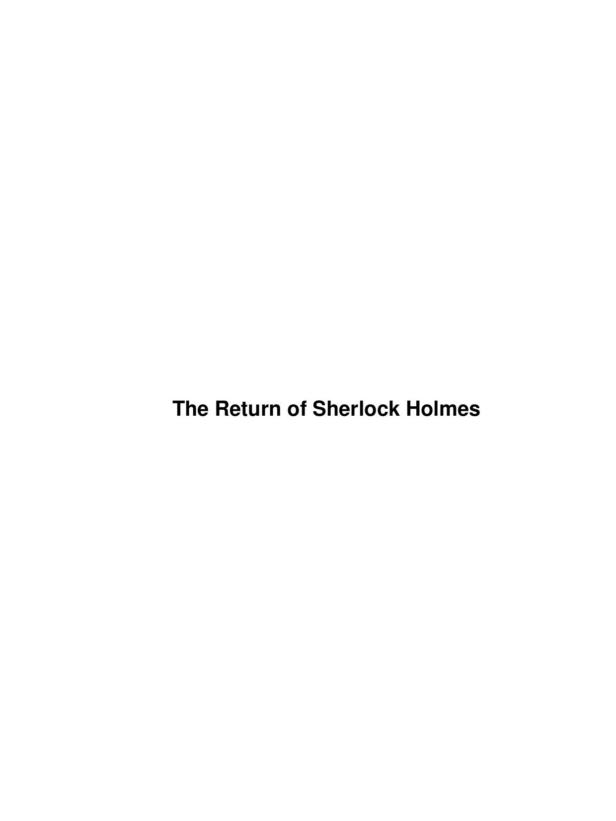 The Return of Sherlock Holmes by Unknown