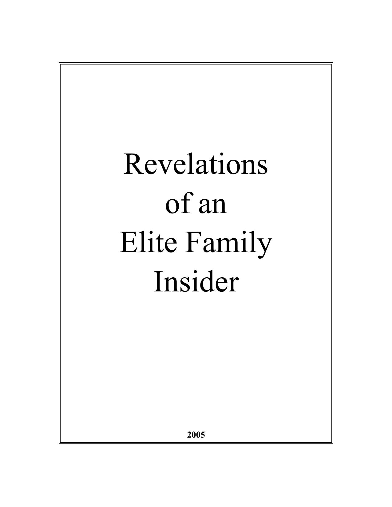 The Revelations of an Elite Family Insider (2005) by Unknown